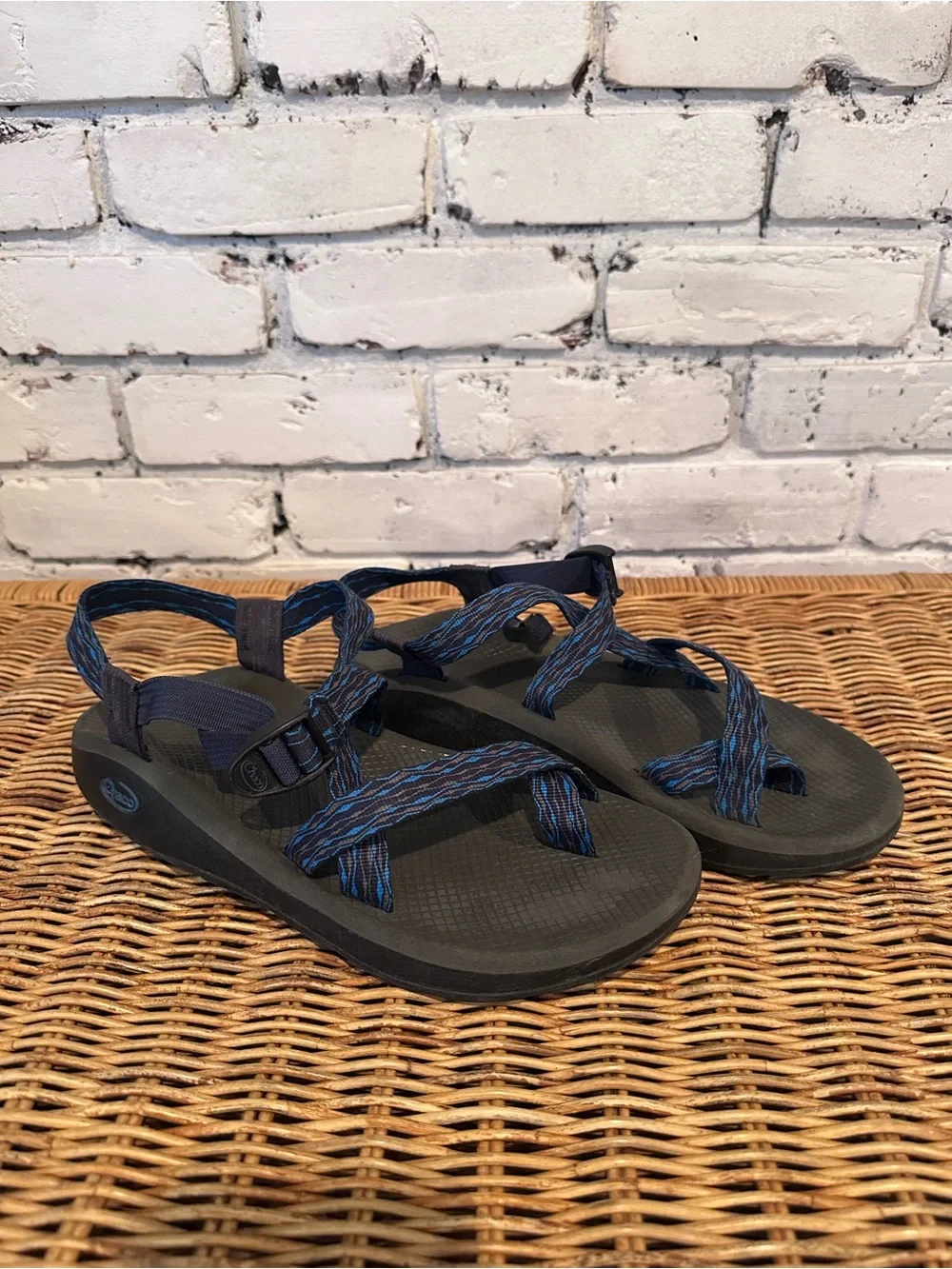 Chaco Men’s Black and Blue Hiking Casual Sandals Size 12